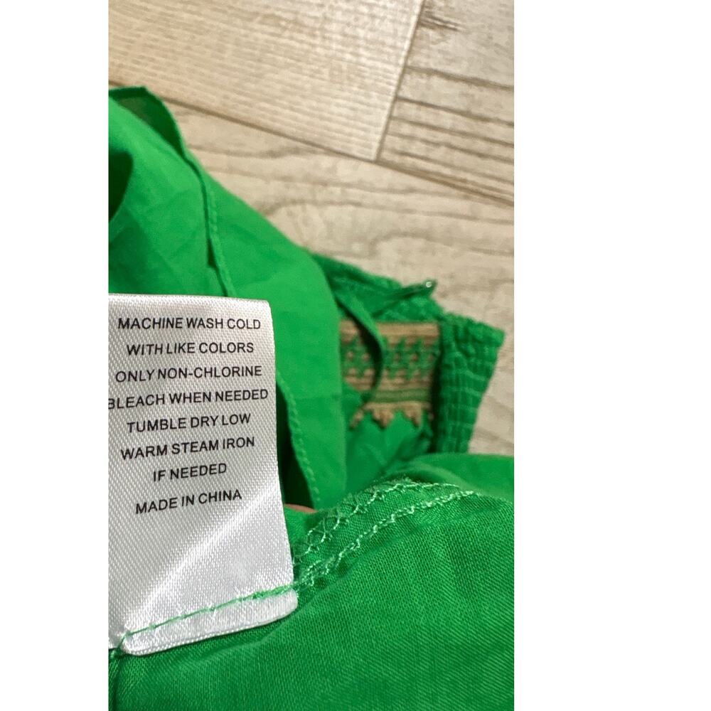 Farmers Market Green Cotton Eyelet Midi Dress Size L - Picture 6 of 9